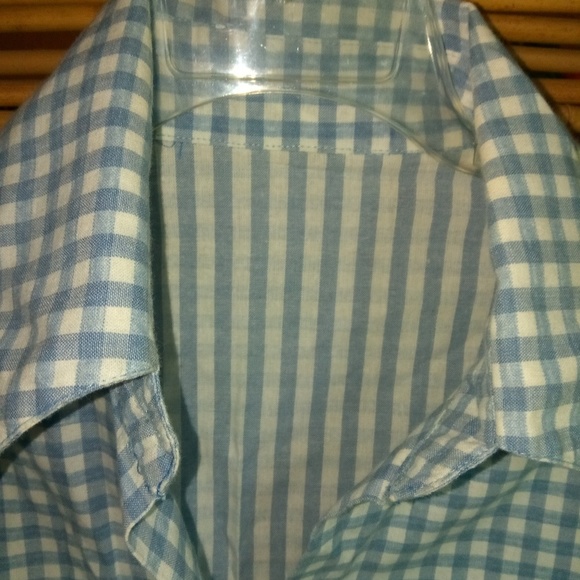 Summer Sky Blue M Checked Stripe Button Down Top - Picture 2 of 4